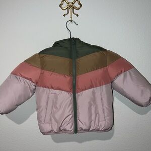 Swiss Tech Kids Puffer Jacket - Pink, Brown, Green